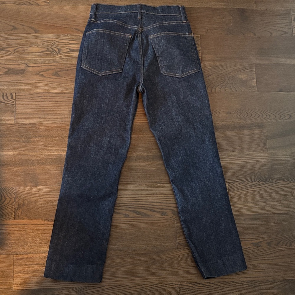 NWT Zara Indigo Dark Wash High Rise Staight Leg Cropped Jeans Sz 6 - Picture 3 of 8